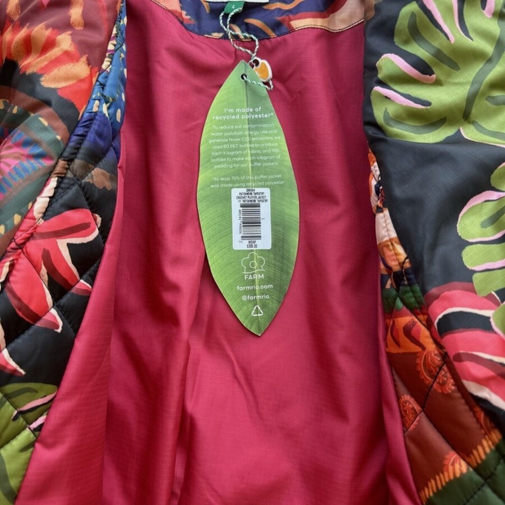 NWT FARM Rio Patchwork Tapestry Crochet Puffer Jacket - Picture 12 of 12